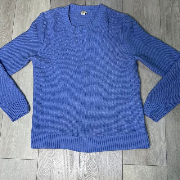 J crew factory light blue‎ chunky crewneck cotton knit sweater size large - Picture 1 of 8